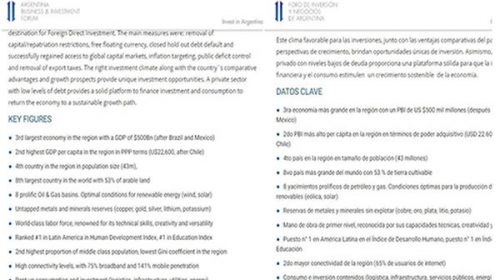 El Gobierno elogia la ”pesada herencia” en busca de inversiones