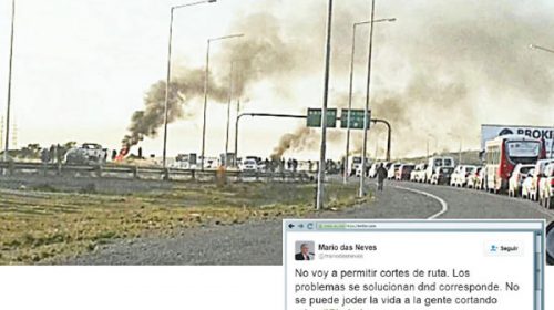 Das Neves promete “tolerancia cero” para cortes de ruta