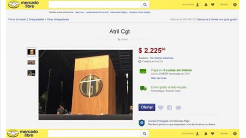 Desopilante: subastan en Internet el atril de la CGT sustraído durante la marcha