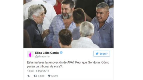 Carrió se metió en la puja por AFA y dejó en offside a Macri