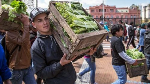 Nuevo verdurazo en Plaza de Mayo por falta de ventas