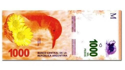 El billete de $1000 con la imagen del hornero estará en la calle en octubre