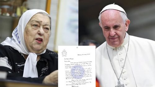 Francisco le escribió una carta a Hebe donde le expresó su “profundo respeto”
