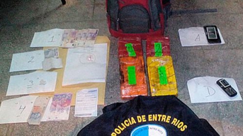 Incautaron un cargamento de cocaína que tenía como destino Concepción del Uruguay y Colón