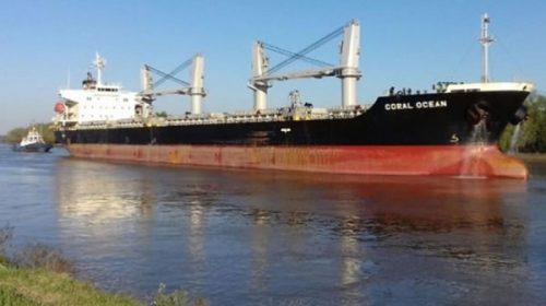 Cargan trigo en el puerto de Diamante