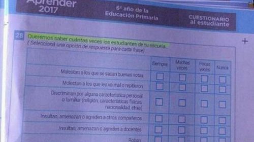 Plan Aprender: para mejorar la educación, el Gobierno de Macri le pregunta a los estudiantes “cuántas veces roban”