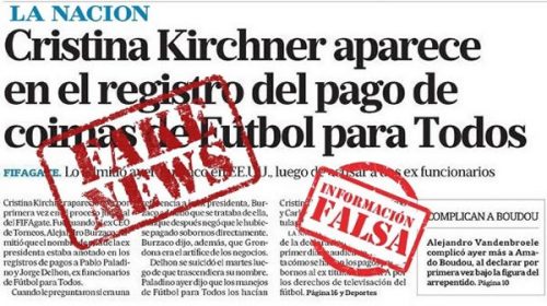Cristina desmintió la tapa de la Nación respecto a las coimas en la FIFA