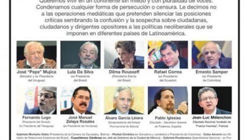 Siete ex presidentes latinoamericanos en contra de la persecución a opositores