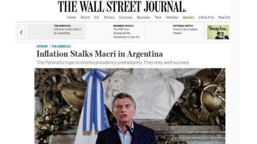 The Wall Street Journal advirtió que si Argentina no logra bajar la inflación, Macri podría no terminar su mandato