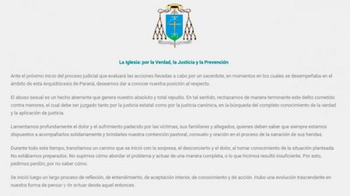 La Iglesia pidió perdón y afirmó que su accionar “resultó insuficiente”