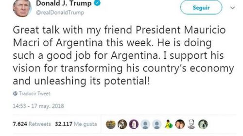 Trump elogió a Macri y destacó su “buen trabajo para transformar la Argentina”