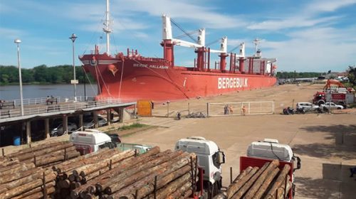 Partió el ultramarino que llevará 20 mil toneladas de madera entrerriana a China Partió el ultramarino que llevará 20 mil toneladas de madera entrerriana a China