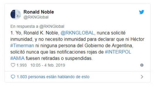 Ronald Noble, la pesadilla de Clarín y Bonadio: “Las falsas historias continúan”