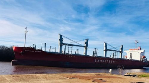 Amarró un nuevo barco que cargará madera con destino a China