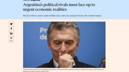 Para el Financial Times, Mauricio Macri “perdió contacto con la realidad”